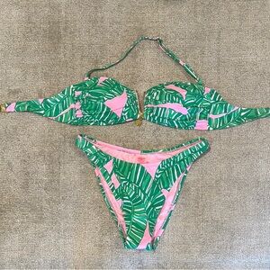 Lilly Pulitzer Bikini top(8) bottom(6) PRINT:Conch Shell Pink Lets Go Bananas